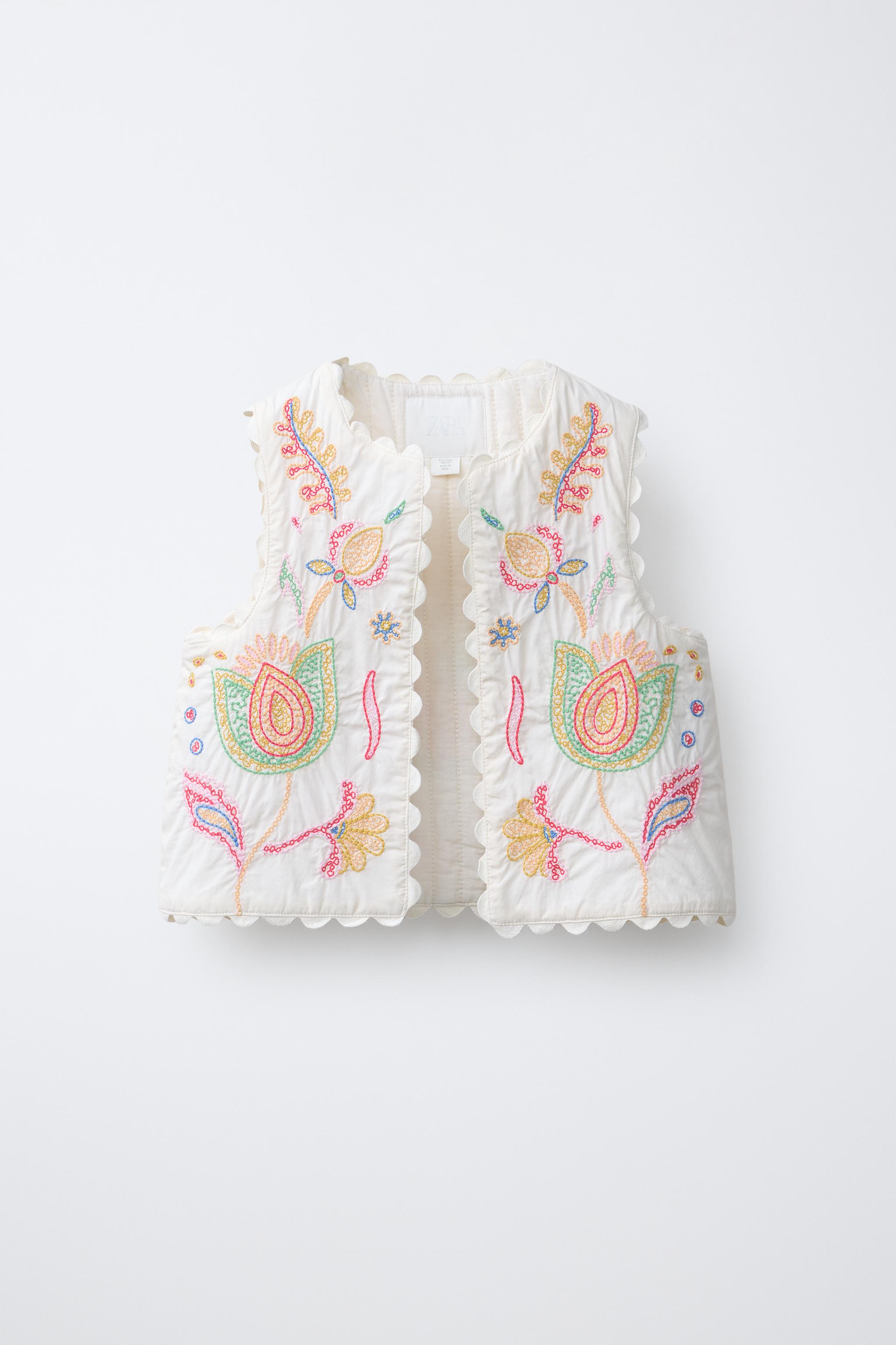 EMBROIDERED NEON FLOWER VEST